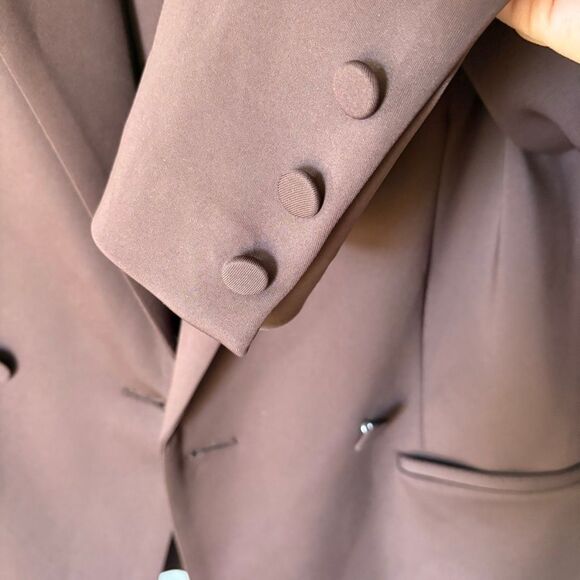 Good American Brown Double Breasted Scuba Suit Blazer and Slacks Size 3 (L) - Picture 10 of 14